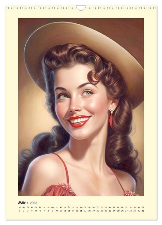 Produktbild: Vintage Girls. Die sch&ouml;nsten Pin-up Gesichter (Wandkalender 2026 DIN A3 hoch), CALVENDO Monatskalender