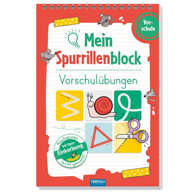 Produktbild: TR&Ouml;TSCH - Spurrillenblock "Vorschul&uuml;bungen" | &Uuml;bungsbuch mit vorgepr&auml;gten Linien f&uuml;r spielerische Schwung&uuml;bungen. &Uuml;bungsheft mit kreativen Bastelideen f&uuml;r zus&auml;tzlichen Lernspa&szlig; | Ab 4 Jahren