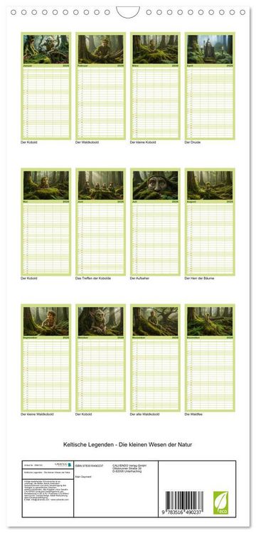 Produktbild: Familienplaner 2026 - Keltische Legenden - Die kleinen Wesen der Natur mit 5 Spalten (Wandkalender, 21 x 45 cm) CALVENDO