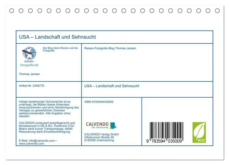 Produktbild: USA &ndash; Landschaft und Sehnsucht (Tischkalender 2027 DIN A5 quer), CALVENDO Monatskalender