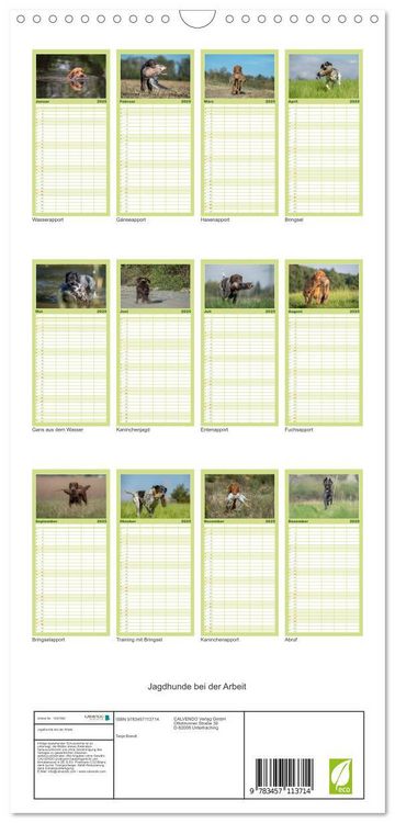 Familienplaner 2025 - Jagdhunde bei der Arbeit mit 5 Spalten (Wandkalender, 21 x 45 cm) CALVENDO