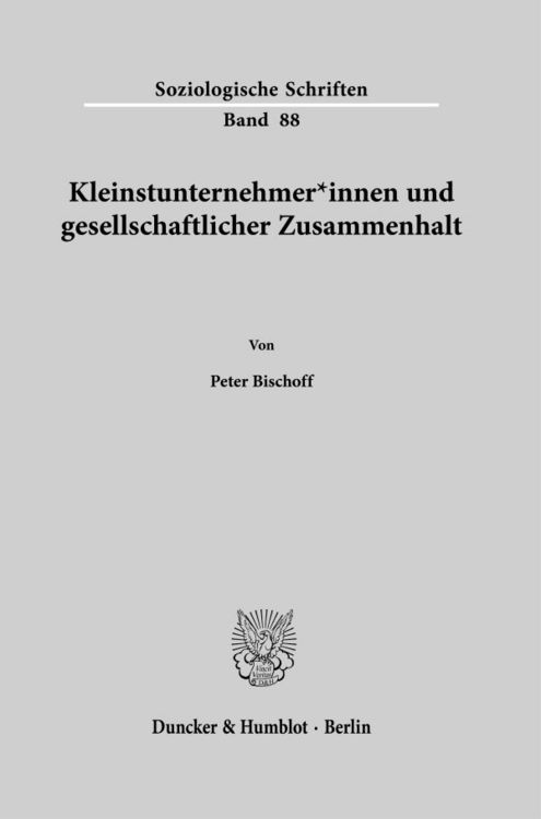 Produktbild: Kleinstunternehmer*innen und gesellschaftlicher Zusammenhalt