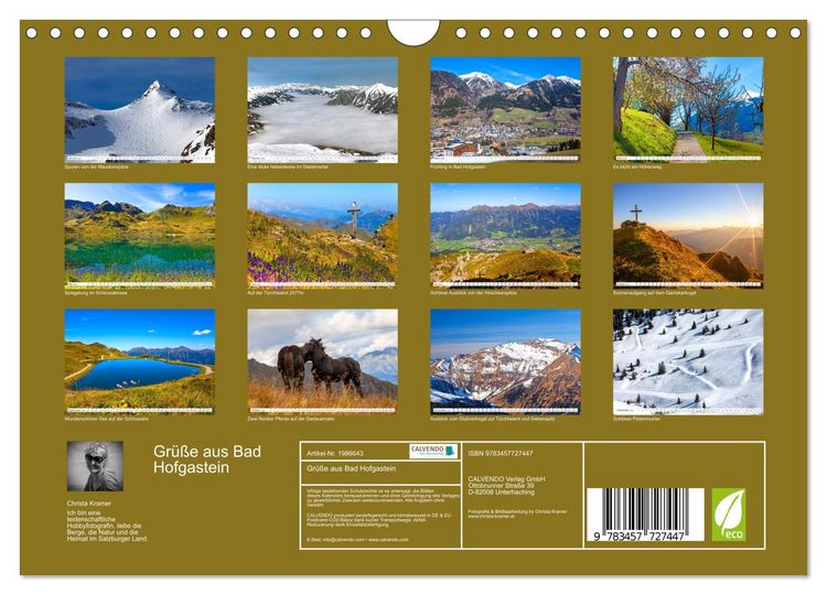 Produktbild: Gr&uuml;&szlig;e aus Bad Hofgastein (Wandkalender 2026 DIN A4 quer), CALVENDO Monatskalender
