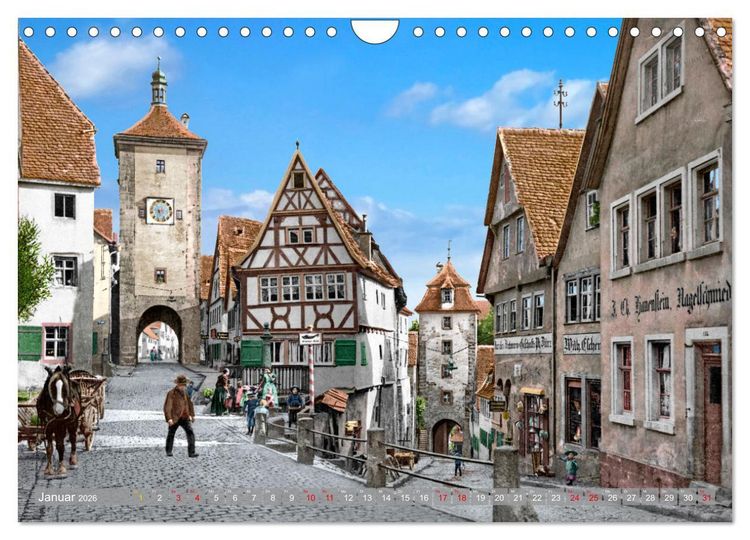 Produktbild: Rothenburg ob der Tauber um das Jahr 1900 &ndash; Fotos neu koloriert (Wandkalender 2026 DIN A4 quer), CALVENDO Monatskalender