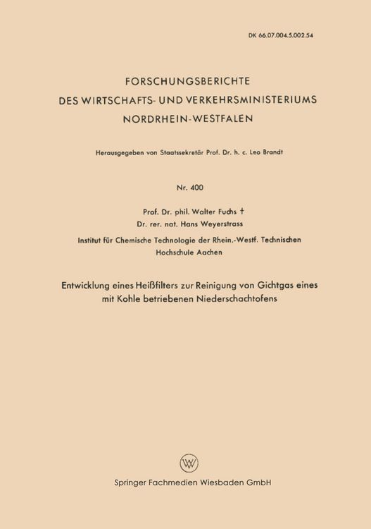 Produktbild: Entwicklung Eines Hei&szlig;filters zur Reinigung von Gichtgas eines mit Kohle betriebenen Niederschachtofens