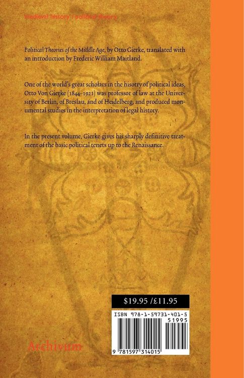 Produktbild: Political Theories of the Middle Age