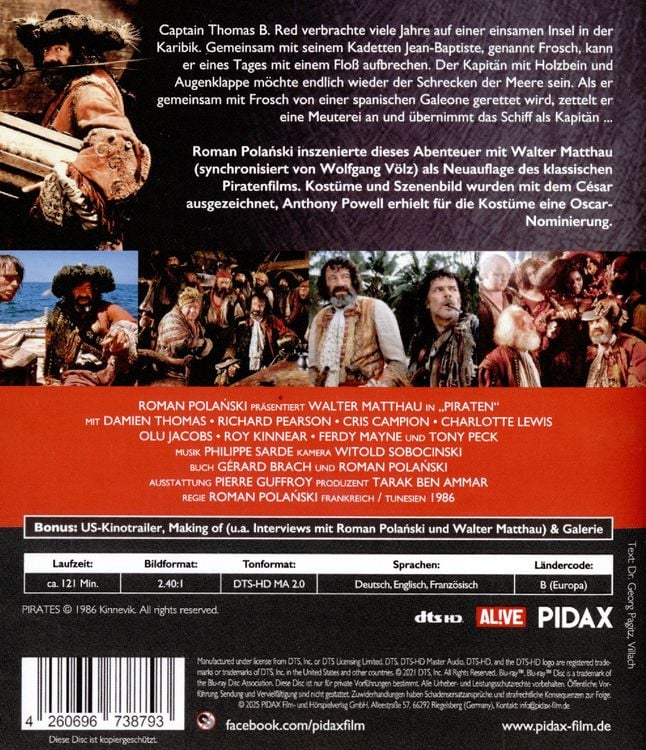 Produktbild: Piraten / Roman Polanskis preisgekr&ouml;nter Abenteuerfilm mit Walter Matthau (Pidax Film-Klassiker)