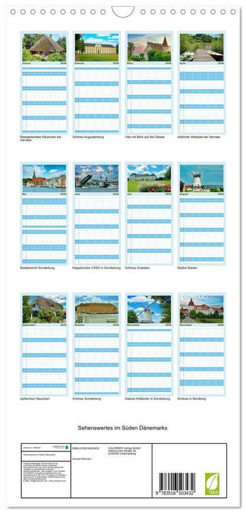 Produktbild: Familienplaner 2026 - Sehenswertes im S&uuml;den D&auml;nemarks mit 5 Spalten (Wandkalender, 21 x 45 cm) CALVENDO
