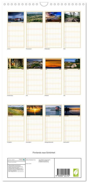 Produktbild: Familienplaner 2027 - Finnlands raue Sch&ouml;nheit mit 5 Spalten (Wandkalender, 21 x 45 cm) CALVENDO