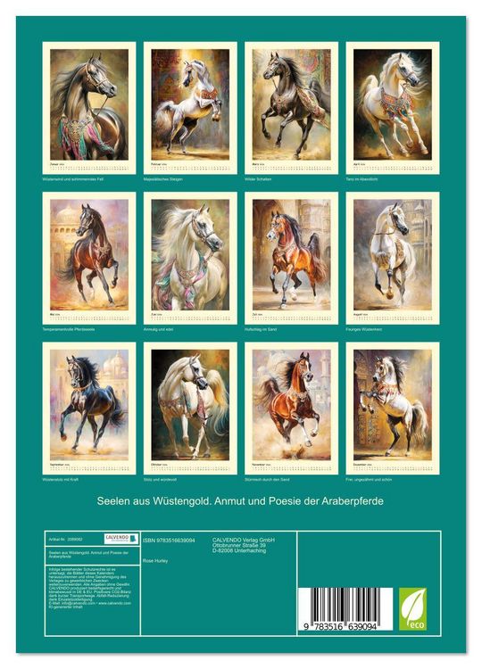 Produktbild: Seelen aus W&uuml;stengold. Anmut und Poesie der Araberpferde (Wandkalender 2026 DIN A4 hoch), CALVENDO Monatskalender