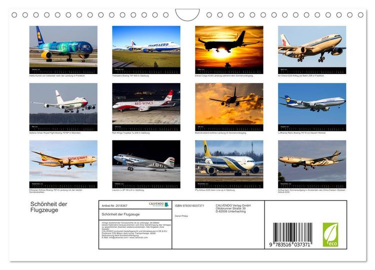 Produktbild: Sch&ouml;nheit der Flugzeuge (Wandkalender 2026 DIN A4 quer), CALVENDO Monatskalender