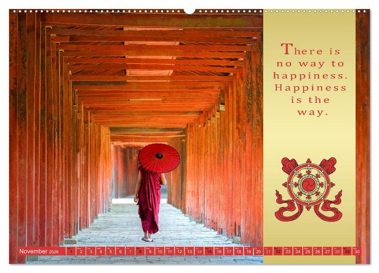Produktbild: BUDDHIST WISDOMS - THE RED UMBRELLA (Wall Calendar 2026 DIN A2 landscape), CALVENDO 12 Month Wall Calendar