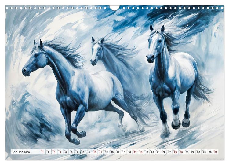 Produktbild: Jahr des Pferdes - Der unbez&auml;hmbare Geist der Pferde (Wandkalender 2026 DIN A3 quer), CALVENDO Monatskalender