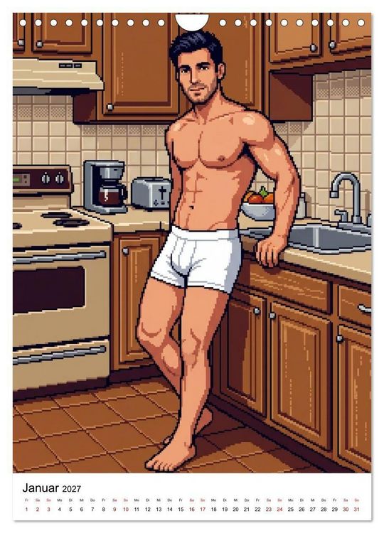 Produktbild: 8-Bit Adonis &ndash; Das Jahr in Pixeln (Wandkalender 2027 DIN A4 hoch), CALVENDO Monatskalender
