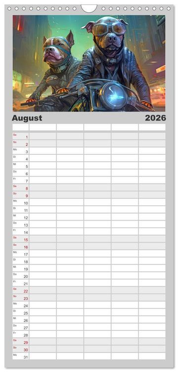 Produktbild: Familienplaner 2026 - Gangsterhunde - KI-Bilder mit 5 Spalten (Wandkalender, 21 x 45 cm) CALVENDO