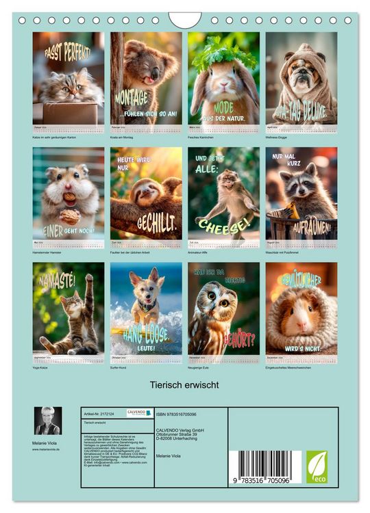 Produktbild: Tierisch erwischt (Wandkalender 2026 DIN A4 hoch), CALVENDO Monatskalender