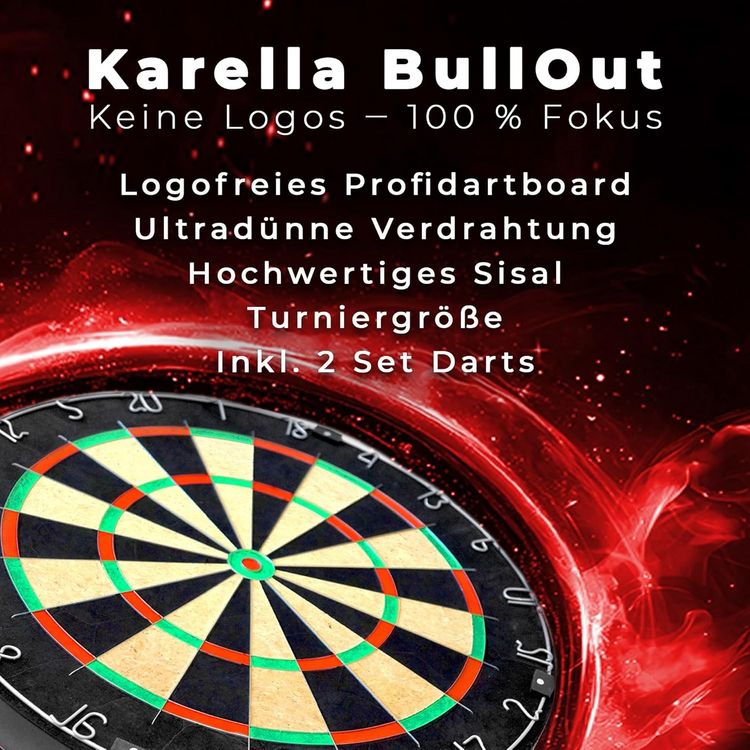 Produktbild: Karella 855003 - Dartboard Bullout Set inkl. 2 Set Darts, Bristle Steel Dartboard, 45 cm