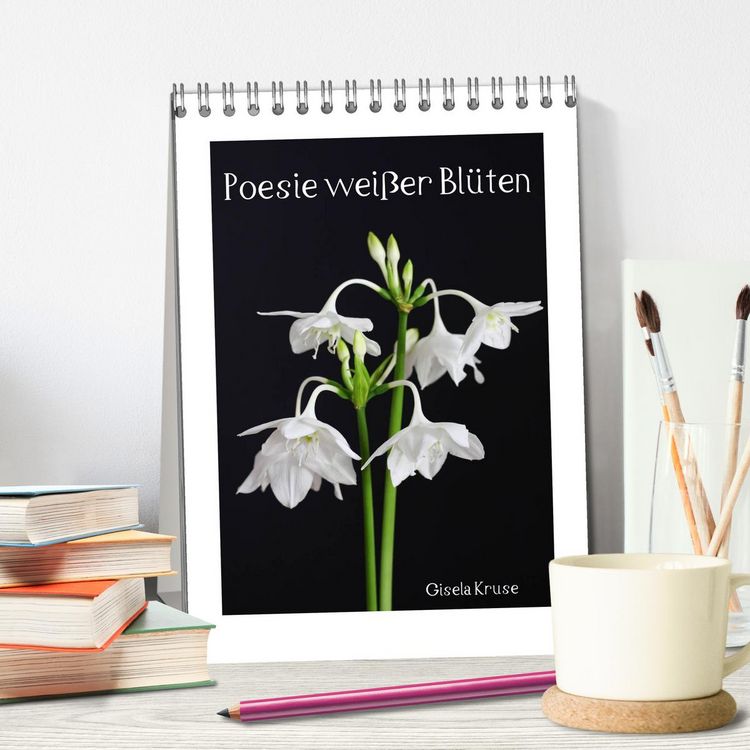 Produktbild: Poesie wei&szlig;er Bl&uuml;ten (Tischkalender 2026 DIN A5 hoch), CALVENDO Monatskalender