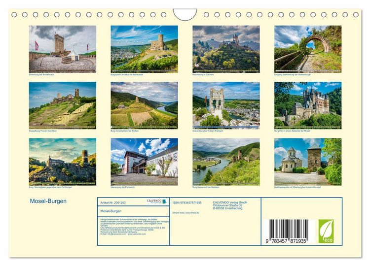 Produktbild: Mosel-Burgen (Wandkalender 2026 DIN A4 quer), CALVENDO Monatskalender
