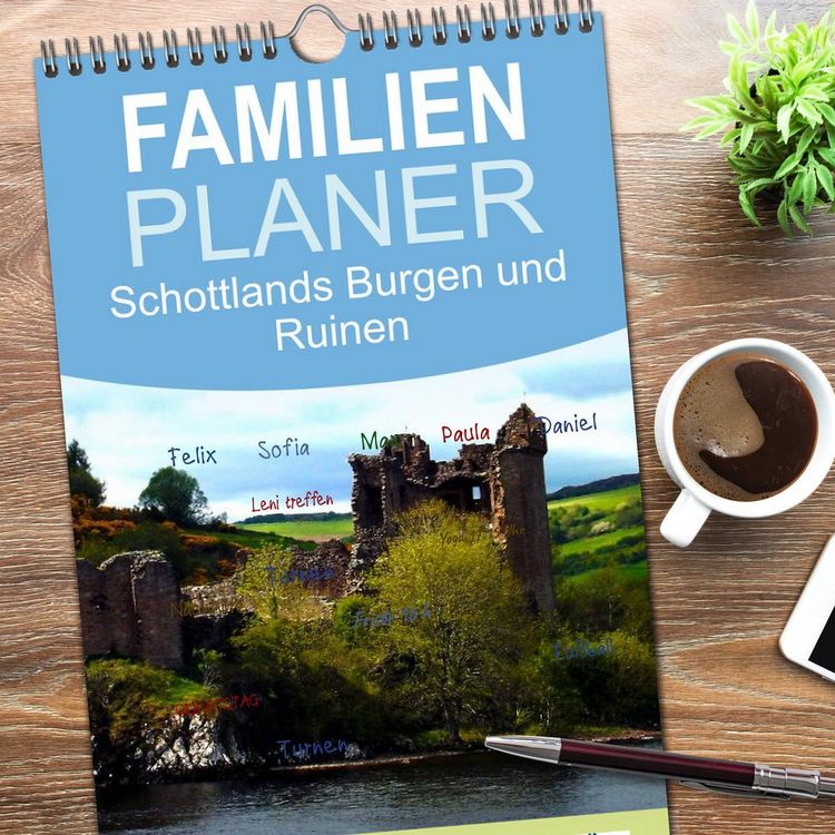 Produktbild: Familienplaner 2026 - Schottlands Burgen und Ruinen mit 5 Spalten (Wandkalender, 21 x 45 cm) CALVENDO