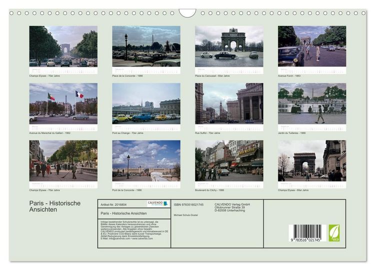Produktbild: Paris - Historische Ansichten (Wandkalender 2026 DIN A3 quer), CALVENDO Monatskalender