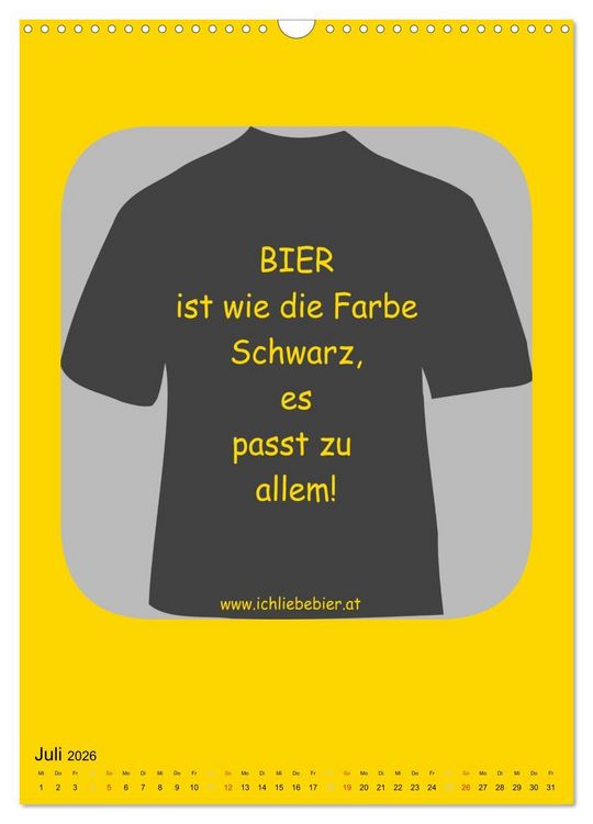 Produktbild: Ich liebe Bier (Wandkalender 2026 DIN A3 hoch), CALVENDO Monatskalender