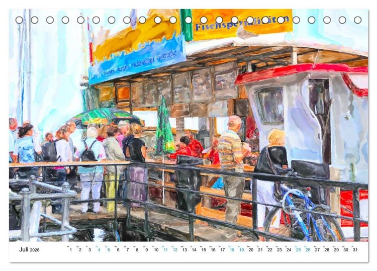 Produktbild: Warnem&uuml;nde - Die Ostseestadt illustriert in Aquarell (Tischkalender 2026 DIN A5 quer), CALVENDO Monatskalender