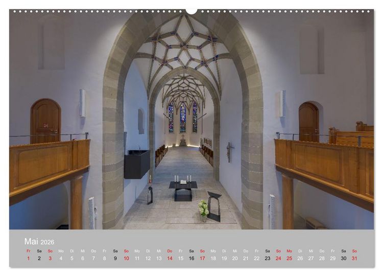 Produktbild: Backnang - Panoramablicke in die Stiftskirche (hochwertiger Premium Wandkalender 2026 DIN A2 quer), Kunstdruck in Hochglanz