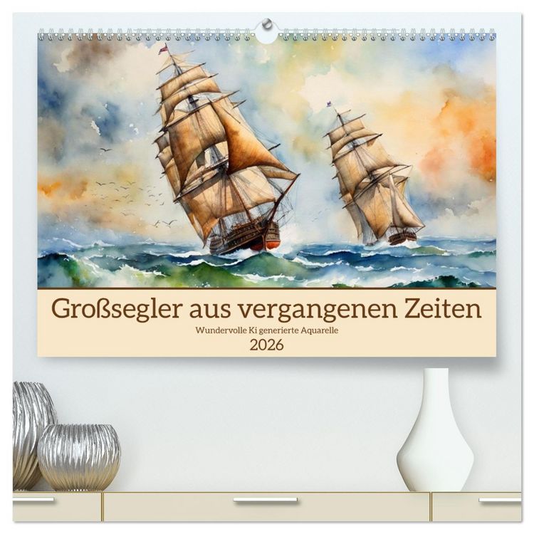 Produktbild: Gro&szlig;segler aus vergangenen Zeiten (hochwertiger Premium Wandkalender 2026 DIN A2 quer), Kunstdruck in Hochglanz