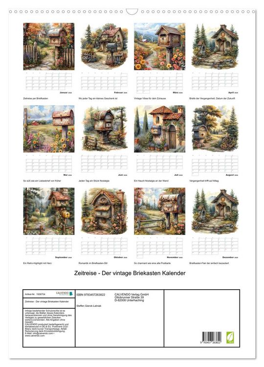 Produktbild: Zeitreise - Der vintage Briekasten Kalender (Wandkalender 2026 DIN A2 hoch), CALVENDO Monatskalender
