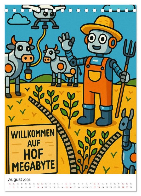 Produktbild: Robo-Champs: Witz trifft auf Chip (Tischkalender 2026 DIN A5 hoch), CALVENDO Monatskalender
