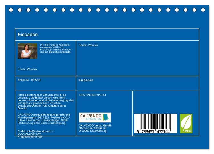 Produktbild: Eisbaden (Tischkalender 2026 DIN A5 quer), CALVENDO Monatskalender