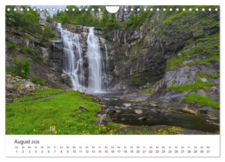 Produktbild: Wasserf&auml;lle in Norwegen (Wandkalender 2026 DIN A4 quer), CALVENDO Monatskalender