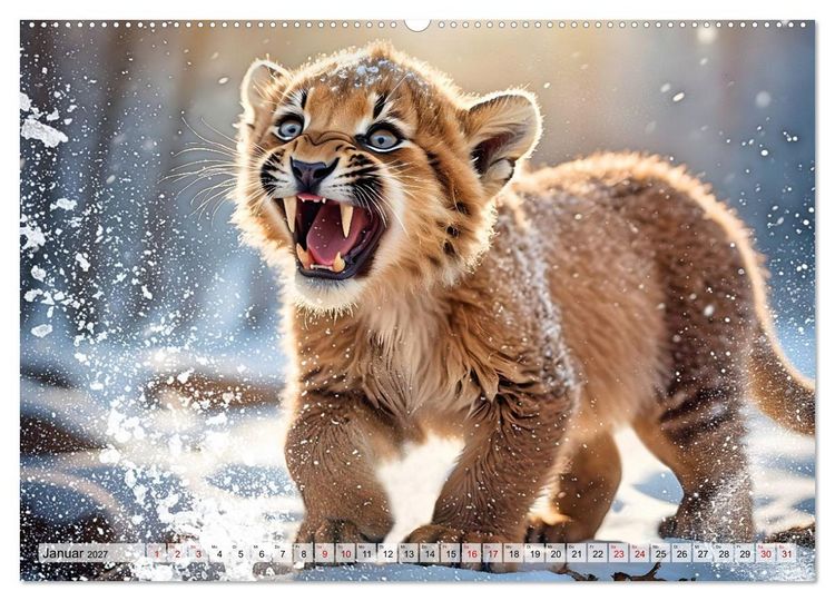 Produktbild: Pr&auml;historische Kinderstube - niedliche Tierkinder der Urzeit (hochwertiger Premium Wandkalender 2027 DIN A2 quer), Kunstdruck in Hochglanz