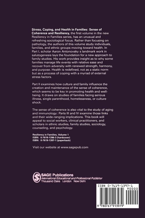 Produktbild: Stress, Coping, and Health in Families: Sense of Coherence and Resiliency