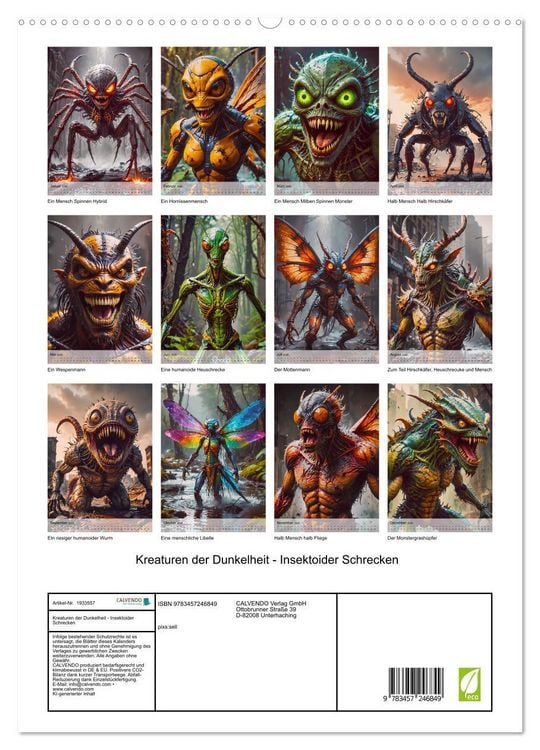 Produktbild: Kreaturen der Dunkelheit - Insektoider Schrecken (hochwertiger Premium Wandkalender 2026 DIN A2 hoch), Kunstdruck in Hochglanz