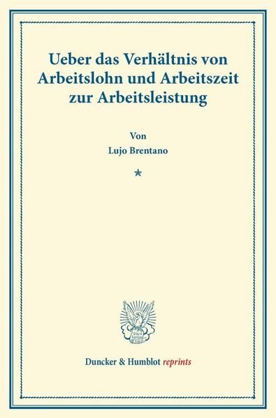 Produktbild: Ueber das Verh&auml;ltnis von Arbeitslohn und Arbeitszeit zur Arbeitsleistung.