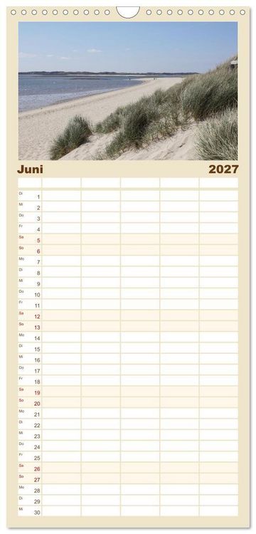 Produktbild: Familienplaner 2027 - Vielf&auml;ltiges Sylt - Mehr als Strand mit 5 Spalten (Wandkalender, 21 x 45 cm) CALVENDO