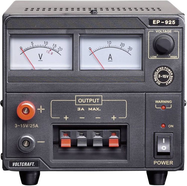 Produktbild: VOLTCRAFT EP-925 Labornetzger&auml;t, einstellbar 3 - 15 V/DC 2 - 25 A 375 W Anzahl Ausg&auml;nge 1 x