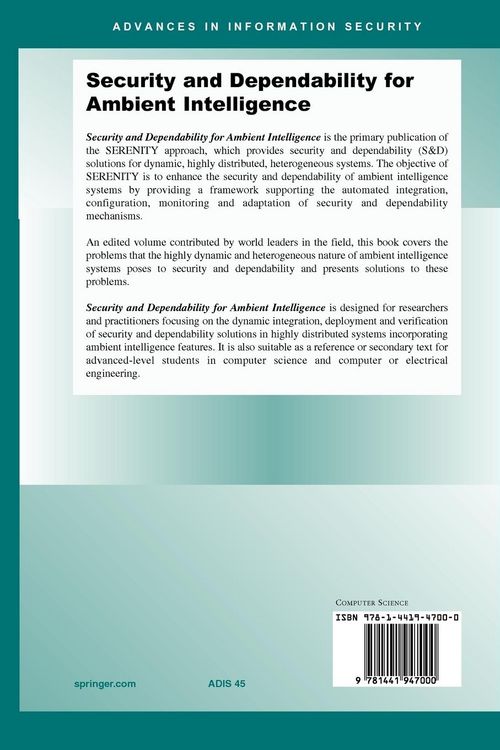 Produktbild: Security and Dependability for Ambient Intelligence