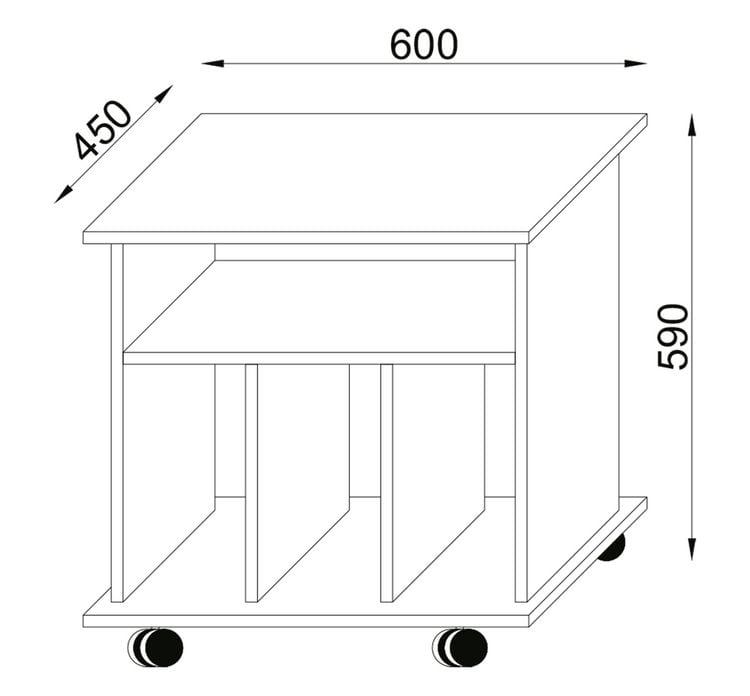 Produktbild: Holz Beistelltisch Couchtisch Rollen Tabina