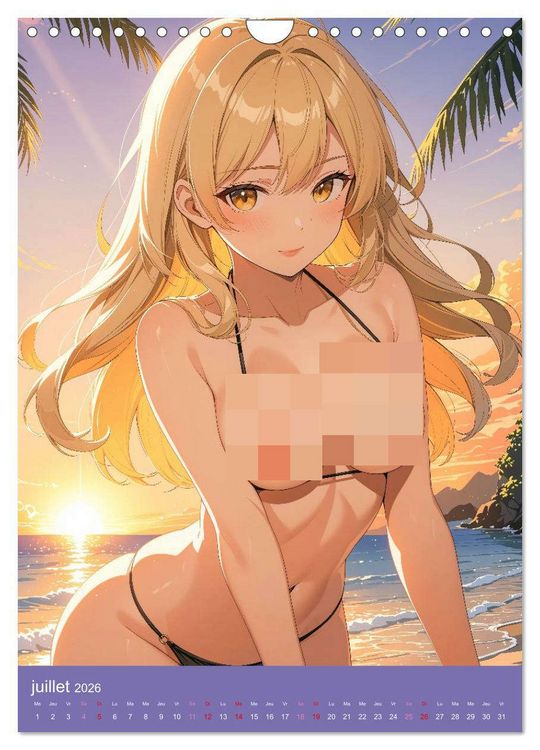 Produktbild: MANGA SENSUEL - Beaut&eacute;s japonaises d&eacute;nud&eacute;es et s&eacute;duisantes (Calendrier mural 2026 DIN A4 horizontal), CALVENDO calendrier mensuel