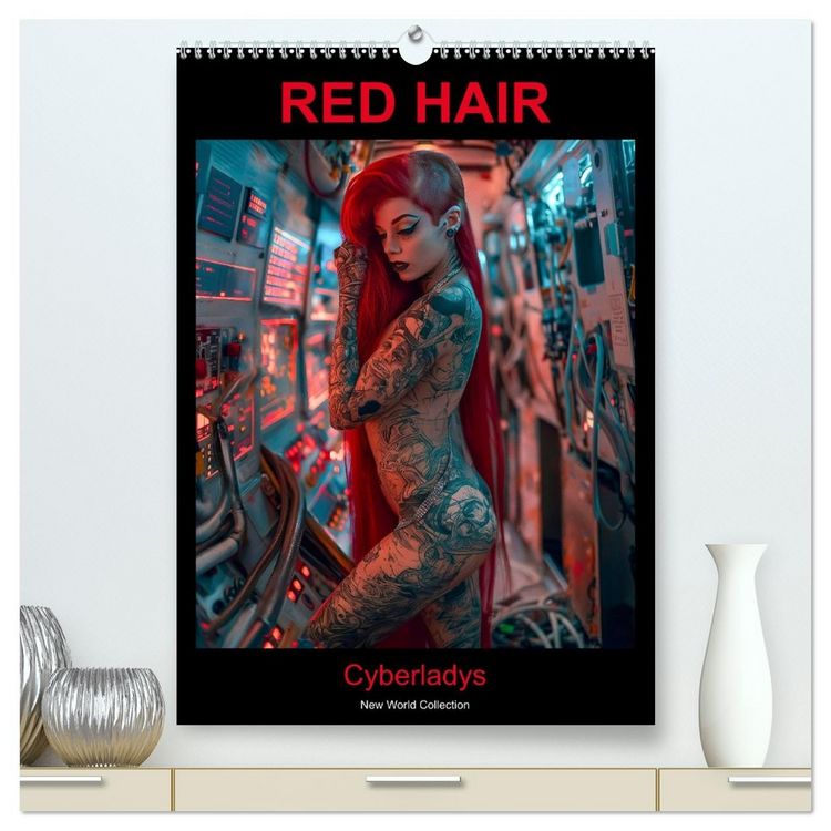 Produktbild: RED HAIR - Cyberladys (hochwertiger Premium Wandkalender 2026 DIN A2 hoch), Kunstdruck in Hochglanz
