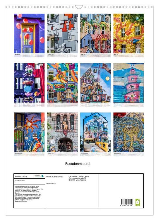 Produktbild: Fasadenmalerei (Wandkalender 2026 DIN A2 hoch), CALVENDO Monatskalender