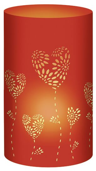 Produktbild: URSUS 5 Silhouetten-Tischlichter "Filigrano - Herzblumen", rot