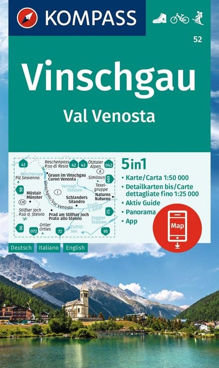 Produktbild: KOMPASS Wanderkarte 52 Vinschgau / Val Venosta 1:50.000