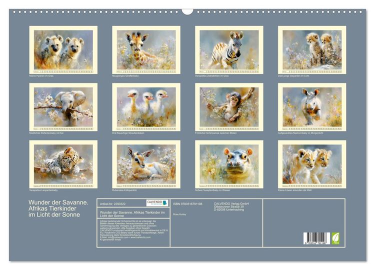 Produktbild: Wunder der Savanne. Afrikas Tierkinder im Licht der Sonne (Wandkalender 2027 DIN A2 quer), CALVENDO Monatskalender