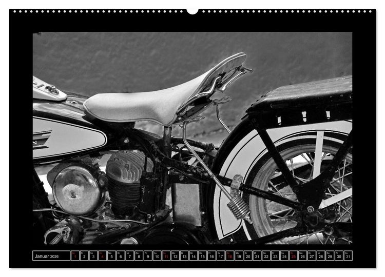 Produktbild: Harley Davidson WLA 750 in Schwarzweiss (Wandkalender 2026 DIN A2 quer), CALVENDO Monatskalender