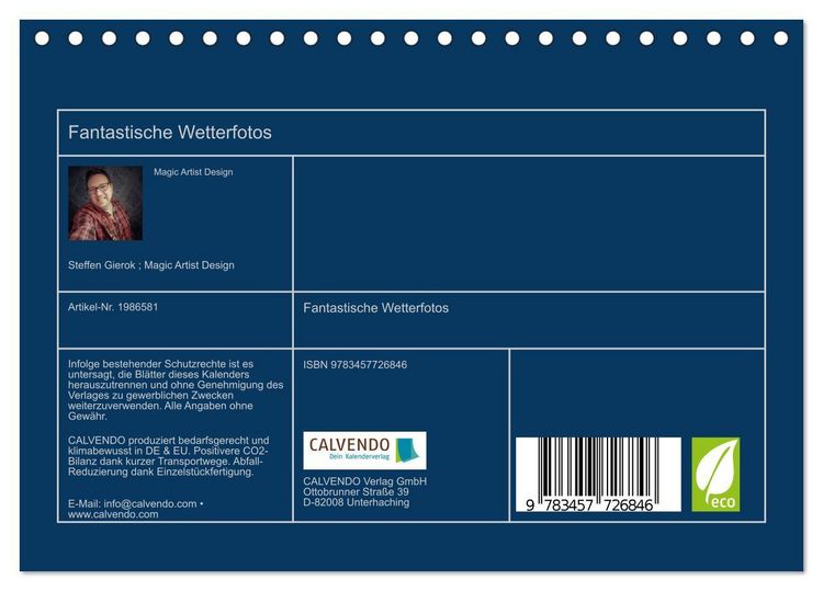 Produktbild: Fantastische Wetterfotos (Tischkalender 2026 DIN A5 quer), CALVENDO Monatskalender