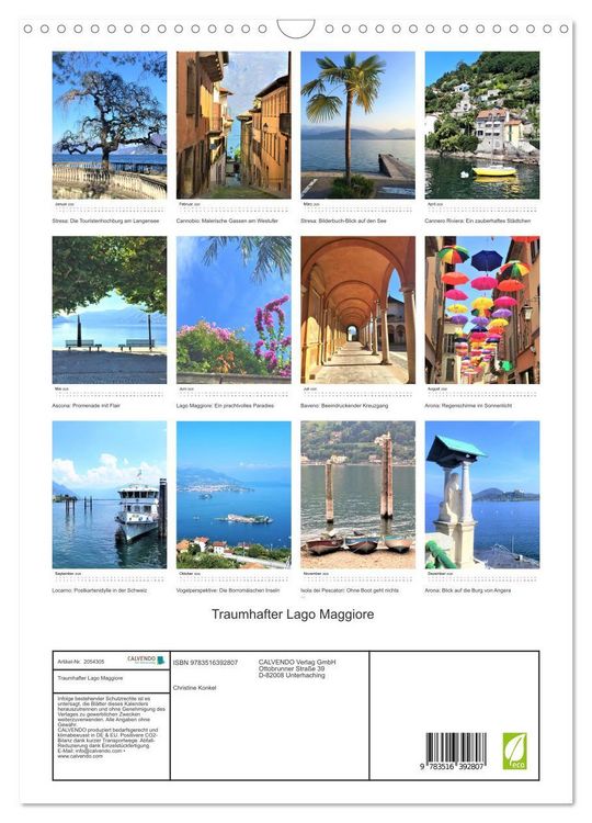 Produktbild: Traumhafter Lago Maggiore (Wandkalender 2026 DIN A3 hoch), CALVENDO Monatskalender